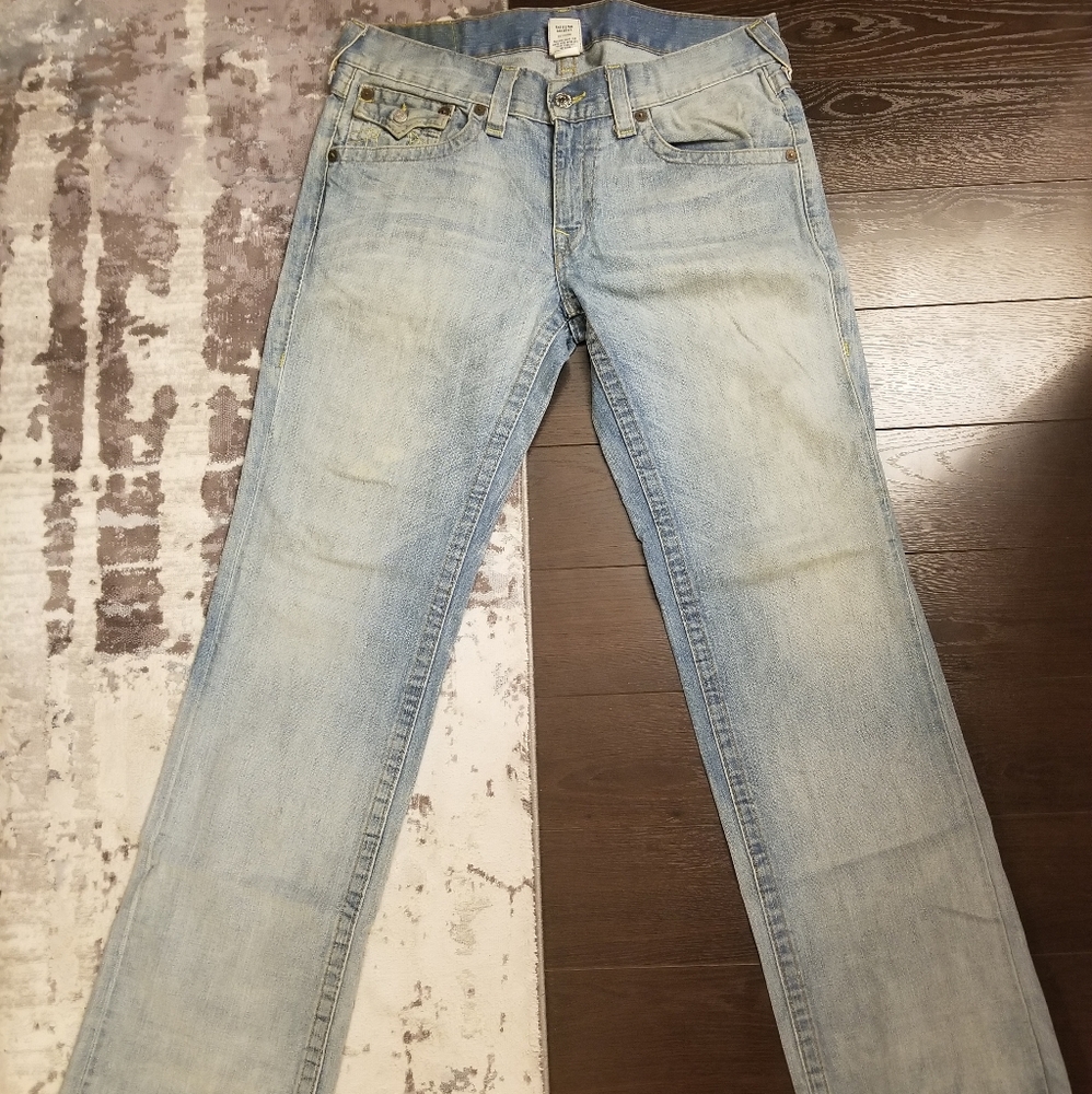 TRUE RELIGION RICKY LIGHT BLUE STRAIGHT LEG 34